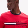 Camiseta con logotipo de rayas y bandera bordado
