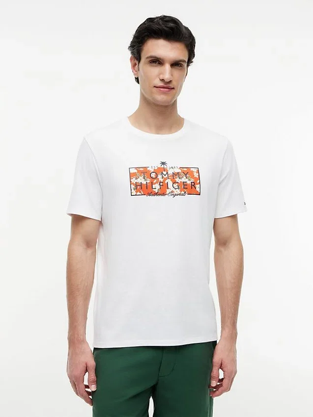 Camiseta con logotipo floral tropical Camiseta con logotipo floral tropical