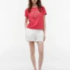 Camiseta con monograma en letra cursiva y estampado de cuadros vichy Camiseta con monograma en letra cursiva y estampado de cuadros vichy
