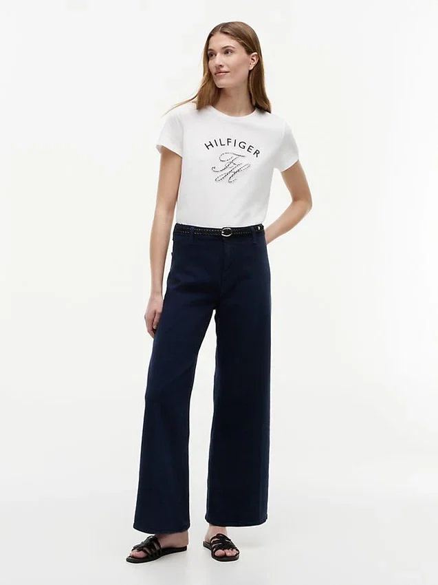 Camiseta con monograma en letra cursiva y estampado de cuadros vichy Camiseta con monograma en letra cursiva y estampado de cuadros vichy
