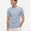 Camiseta de algodón elástico con rayas extra ajustada