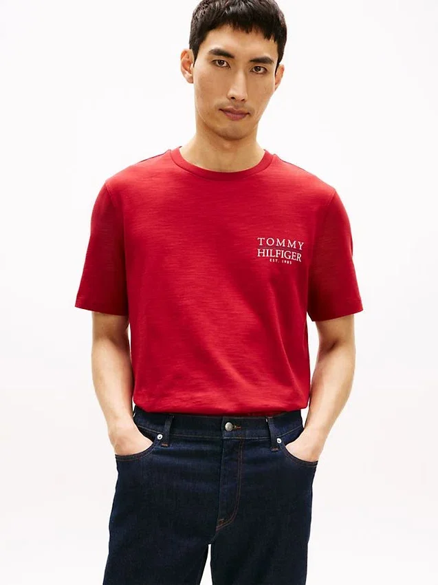 Camiseta de algodón slub con gráfico del logotipo en la espalda Camiseta de algodón slub con gráfico del logotipo en la espalda