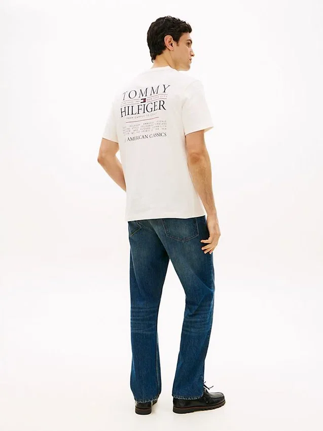 Camiseta de algodón slub con gráfico del logotipo en la espalda Camiseta de algodón slub con gráfico del logotipo en la espalda