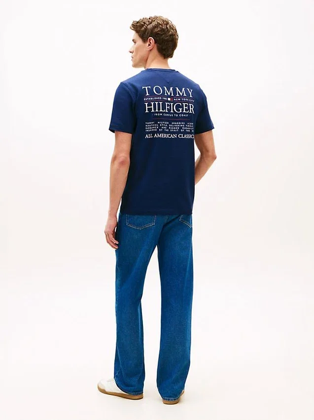 Camiseta de algodón slub con gráfico del logotipo en la espalda Camiseta de algodón slub con gráfico del logotipo en la espalda