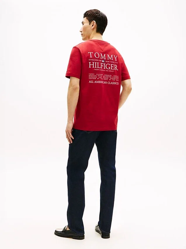 Camiseta de algodón slub con gráfico del logotipo en la espalda Camiseta de algodón slub con gráfico del logotipo en la espalda