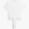 Camiseta de algodón slub con lazo delantero Camiseta de algodón slub con lazo delantero