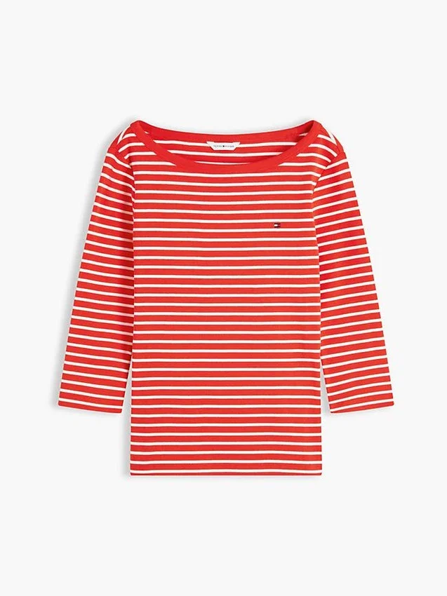 Camiseta de corte ajustado con cuello barco Camiseta de corte ajustado con cuello barco