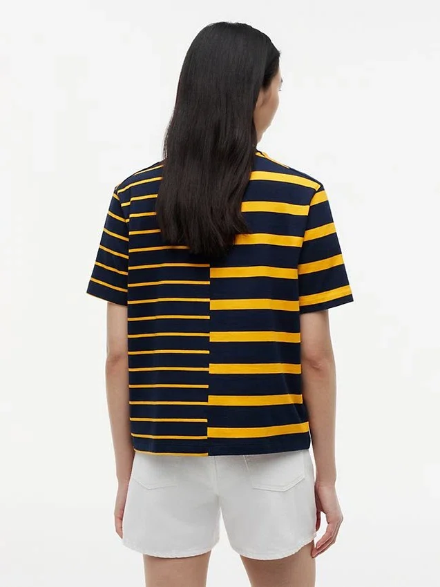Camiseta de corte holgado con rayas mixtas Camiseta de corte holgado con rayas mixtas