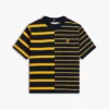 Camiseta de corte holgado con rayas mixtas Camiseta de corte holgado con rayas mixtas