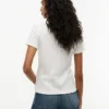 Camiseta de cuello redondo con punto calado y corte entallado