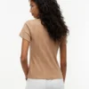 Camiseta de cuello redondo con punto calado y corte entallado