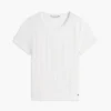 Camiseta de cuello redondo con punto calado y corte entallado