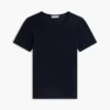Camiseta de cuello redondo con punto calado y corte entallado