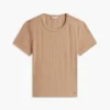 Camiseta de cuello redondo con punto calado y corte entallado