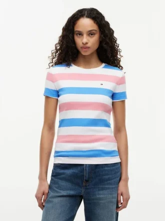 Camiseta de cuello redondo con rayas de rugby