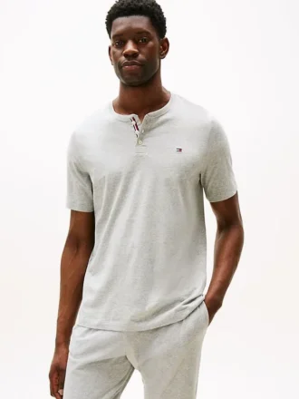 Camiseta de dormir Henley de jersey de ante