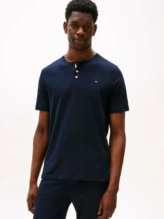 Camiseta de dormir Henley de jersey de ante
