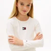 Camiseta de manga larga con insignia y canalé para niña