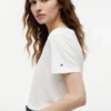 Camiseta de mezcla de lino con cuello redondo