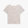 Camiseta de mezcla de lino con cuello redondo