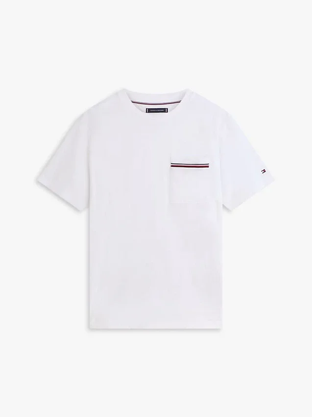 Camiseta de piqué con bolsillo y rayas emblemáticas Camiseta de piqué con bolsillo y rayas emblemáticas