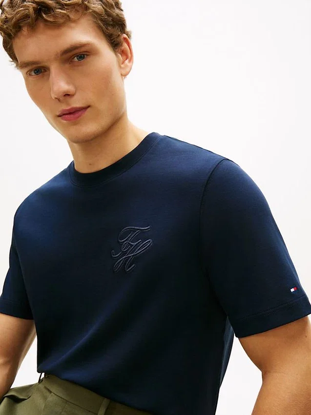 Camiseta de punto entrelazado con monograma Camiseta de punto entrelazado con monograma