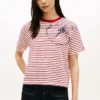 Camiseta de rayas con estampado floral abstracto