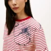 Camiseta de rayas con estampado floral abstracto