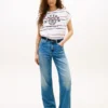 Camiseta de rayas con logotipo en arco y mangas dolman