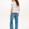 Camiseta de rayas con logotipo en arco y mangas dolman