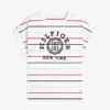 Camiseta de rayas con logotipo en arco y mangas dolman