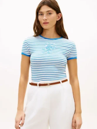 Camiseta de rayas con monograma bordado