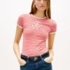 Camiseta de rayas con monograma bordado