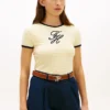 Camiseta de rayas con monograma bordado
