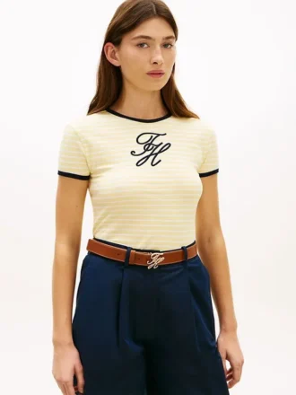 Camiseta de rayas con monograma bordado