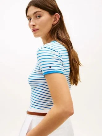 Camiseta de rayas con monograma bordado