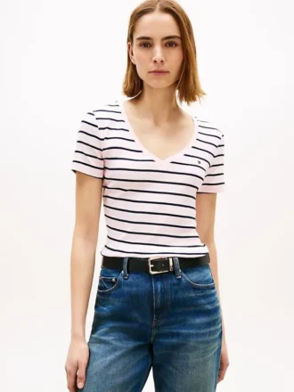 Camiseta Favorite de cuello en V a rayas