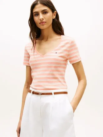Camiseta Favorite de cuello en V a rayas