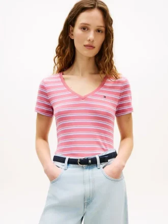 Camiseta Favorite de cuello en V a rayas
