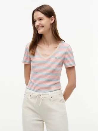 Camiseta Favorite de cuello en V a rayas