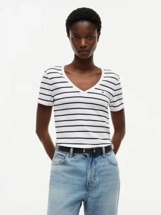 Camiseta Favorite de cuello en V a rayas