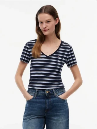 Camiseta Favorite de cuello en V a rayas