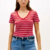 Camiseta Favorite de cuello en V a rayas