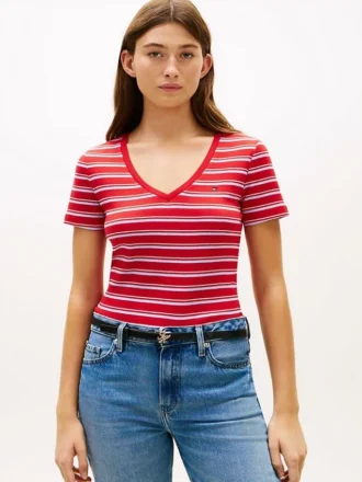 Camiseta Favorite de cuello en V a rayas