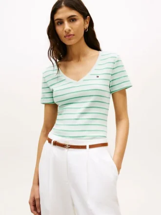 Camiseta Favorite de cuello en V a rayas