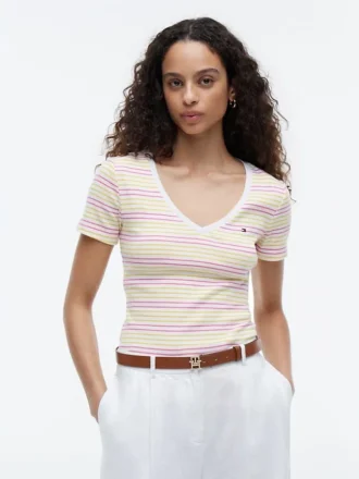 Camiseta Favorite de cuello en V a rayas
