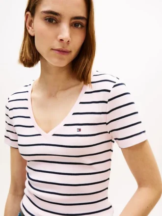 Camiseta Favorite de cuello en V a rayas