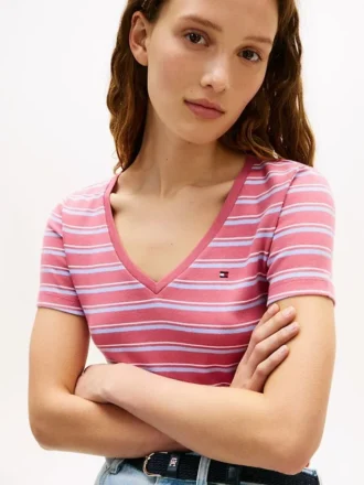 Camiseta Favorite de cuello en V a rayas