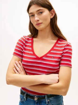 Camiseta Favorite de cuello en V a rayas