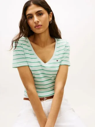 Camiseta Favorite de cuello en V a rayas